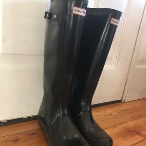 Hunter Glossy Black Tall Rain Boots